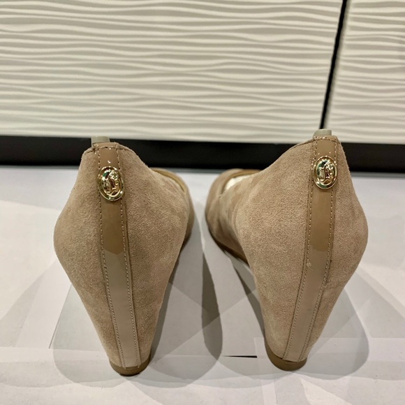 Ivanka Trump Linear Dark Suede Wedges - Picture 4 of 8